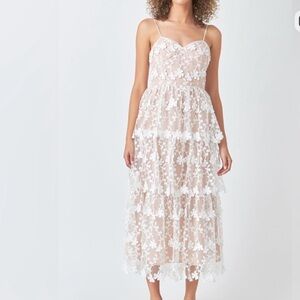 Endless Rose Lace‎ Midi Dress White XS